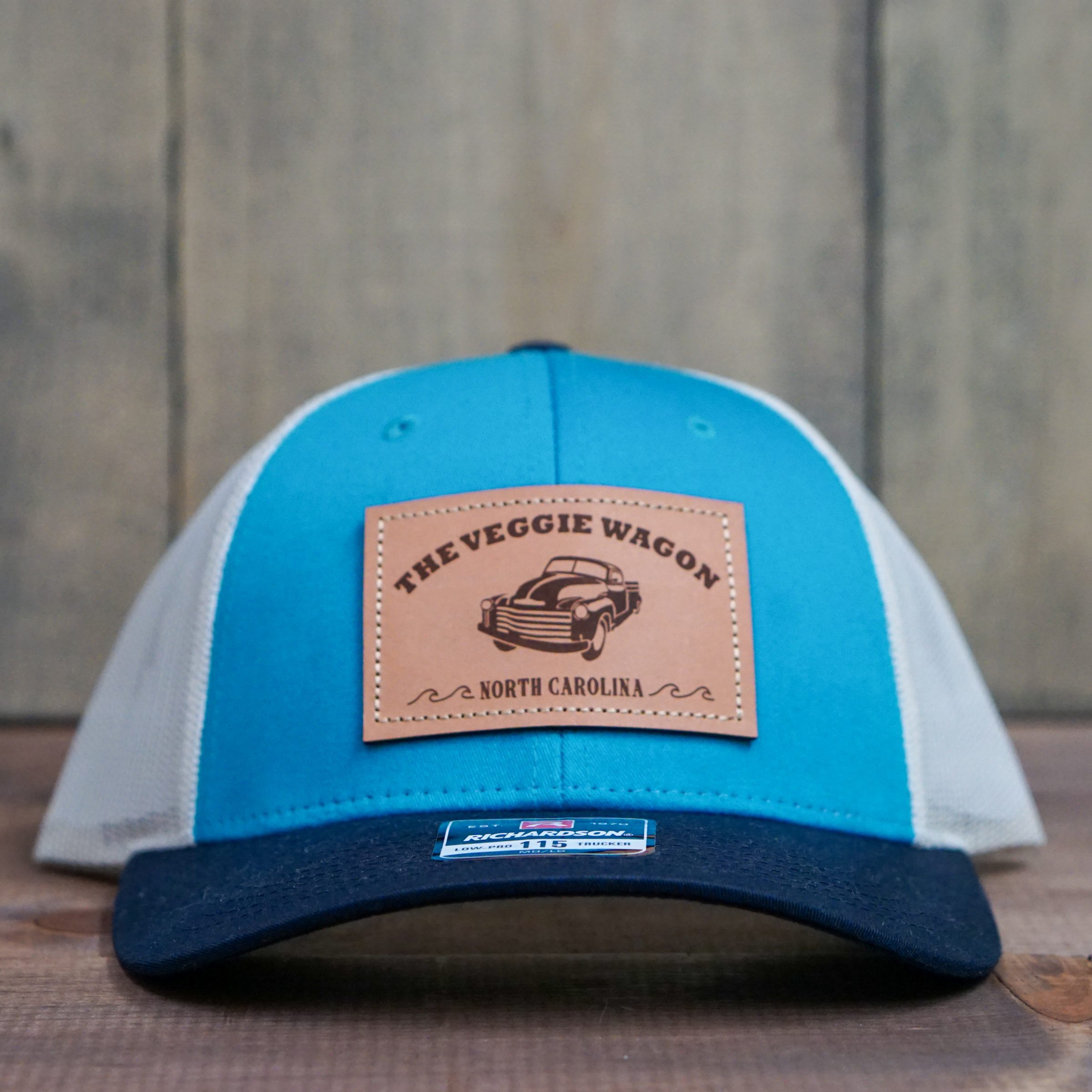 Navy/Teal/White Leather Patch Hat – The Veggie Wagon