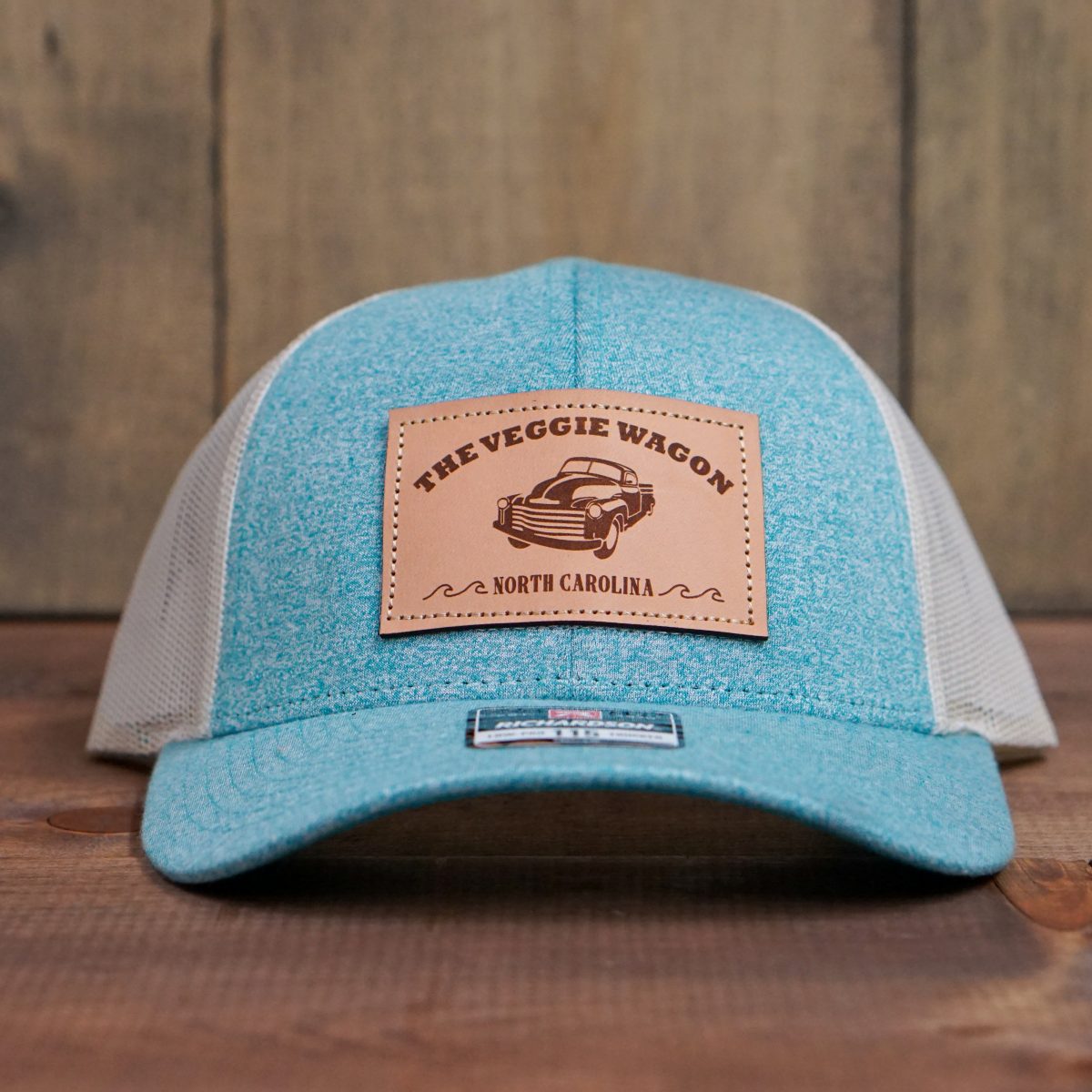 Heather Blue/White Leather Patch Hat – The Veggie Wagon