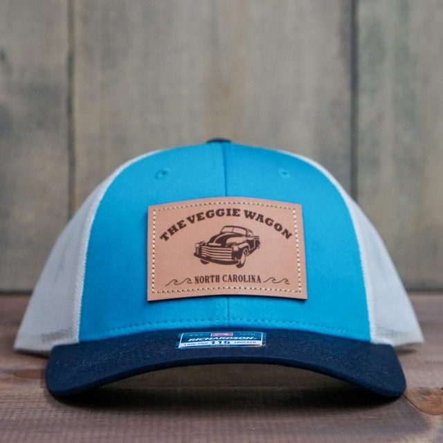 Navy/Teal/White Leather Patch Hat