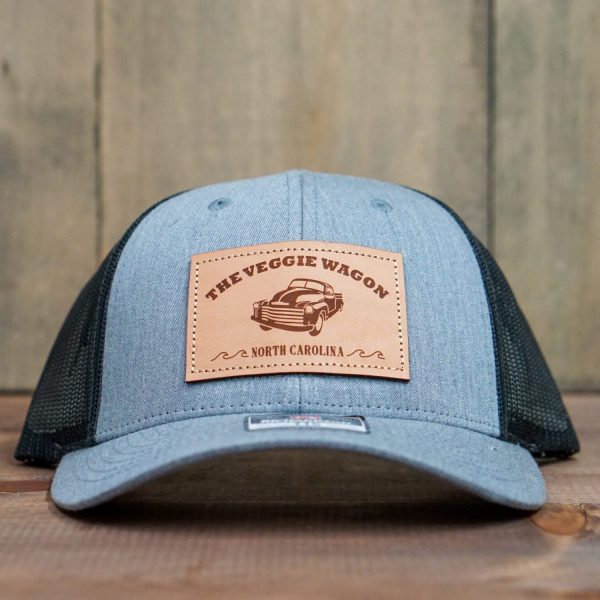 Gray/Black Leather Patch Hat
