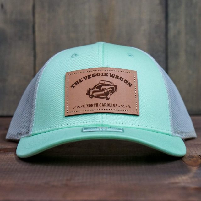 Green/White Leather Patch Hat